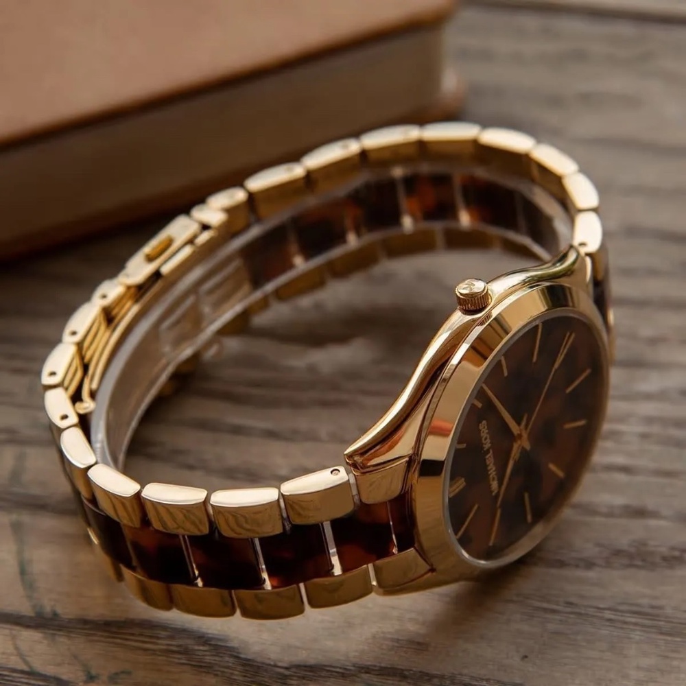 Michael Kors MK4284 Runway Gold Tortoise Acetate Ladies Watch - Picture 7 of 7